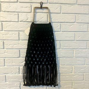 Macrame Tasseled Bag Black
